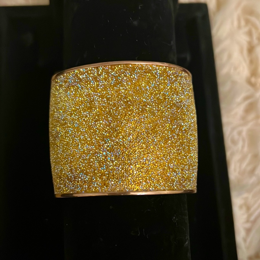 Gold Glitter Statement Cuff Bracelet - Women Jewelry
